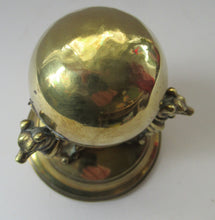 Load image into Gallery viewer, Antique Victorian Brass Inkwell. Three Greyhounds Supporting a Globe Shape Ball
