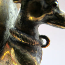 Load image into Gallery viewer, Antique Victorian Brass Inkwell. Three Greyhounds Supporting a Globe Shape Ball
