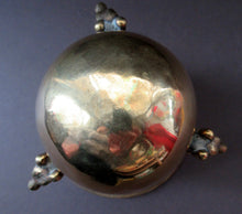 Load image into Gallery viewer, Antique Victorian Brass Inkwell. Three Greyhounds Supporting a Globe Shape Ball

