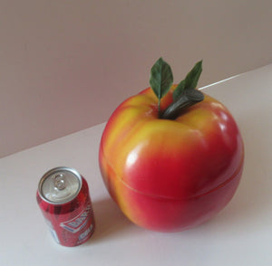 Vintage 1960s ROSY RED APPLE Hard Plastic Ice Bucket - with Original Heavy Glass Liner