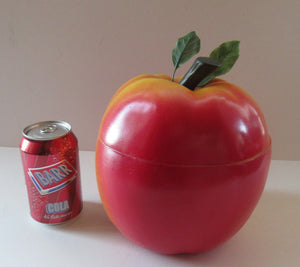 Vintage 1960s ROSY RED APPLE Hard Plastic Ice Bucket - with Original Heavy Glass Liner