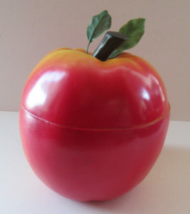Vintage 1960s ROSY RED APPLE Hard Plastic Ice Bucket - with Original Heavy Glass Liner