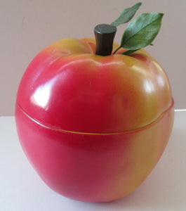 Vintage 1960s ROSY RED APPLE Hard Plastic Ice Bucket - with Original Heavy Glass Liner