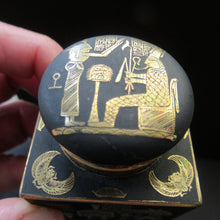 Load image into Gallery viewer, Antique 1920s Art Deco Egyptian Revival Damascene Inkwell
