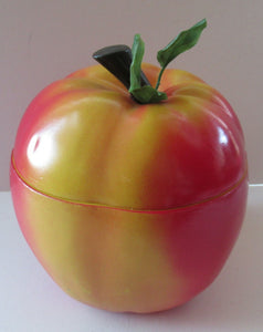 Vintage 1960s ROSY RED APPLE Hard Plastic Ice Bucket - with Original Heavy Glass Liner