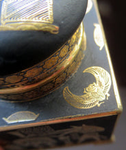 Load image into Gallery viewer, Antique 1920s Art Deco Egyptian Revival Damascene Inkwell
