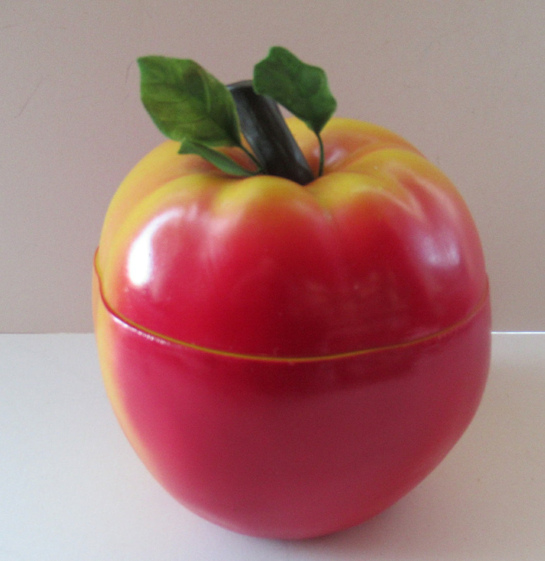 Vintage 1960s ROSY RED APPLE Hard Plastic Ice Bucket - with Original Heavy Glass Liner