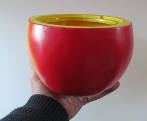 Vintage 1960s ROSY RED APPLE Hard Plastic Ice Bucket - with Original Heavy Glass Liner