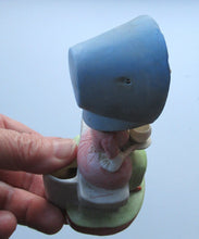 Load image into Gallery viewer, Antique Porcelain Nodder Figurine by Schafer &amp; Vater. Old Lady in Garden Drinking Tea 
