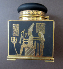 Load image into Gallery viewer, Antique 1920s Art Deco Egyptian Revival Damascene Inkwell
