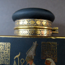 Load image into Gallery viewer, Antique 1920s Art Deco Egyptian Revival Damascene Inkwell
