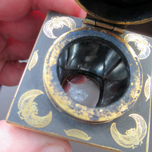 Load image into Gallery viewer, Antique 1920s Art Deco Egyptian Revival Damascene Inkwell

