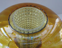 Load image into Gallery viewer, Vintage SWEDISH 1960s Onion Shape Hanging Golden Amber Glass Light Shade with Central Section and Metal Caps
