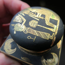 Load image into Gallery viewer, Antique 1920s Art Deco Egyptian Revival Damascene Inkwell
