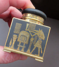 Load image into Gallery viewer, Antique 1920s Art Deco Egyptian Revival Damascene Inkwell
