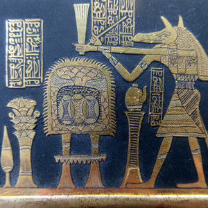 Antique 1920s Art Deco Egyptian Revival Damascene Inkwell