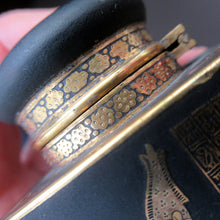 Load image into Gallery viewer, Antique 1920s Art Deco Egyptian Revival Damascene Inkwell
