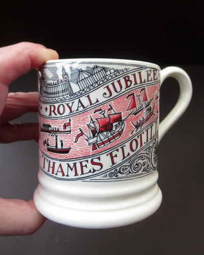 Emma Bridgewater Mug 2012. Diamond Jubilee Flotilla on the River Thames