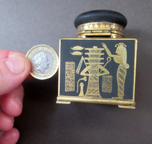 Load image into Gallery viewer, Antique 1920s Art Deco Egyptian Revival Damascene Inkwell
