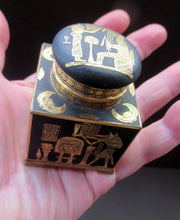 Load image into Gallery viewer, Antique 1920s Art Deco Egyptian Revival Damascene Inkwell
