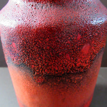 Load image into Gallery viewer, 1960s West German Vase with Scarlet Red Mottled Glaze. CARSTENS TÖNNIESHOF Red and Black Vase, Model 0004/22 
