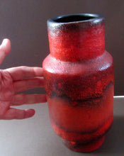 Load image into Gallery viewer, 1960s West German Vase with Scarlet Red Mottled Glaze. CARSTENS TÖNNIESHOF Red and Black Vase, Model 0004/22 
