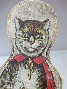 Antique Wooden Skittle Pantomime Cat Puss in Boots