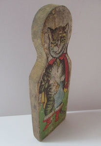 Antique Wooden Skittle Pantomime Cat Puss in Boots