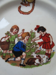 1920s Nursery Ware Plate. Five Farmyard Design Side Plates