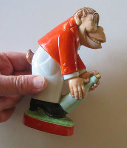 1920s SCHAFER & VATER Nipper Flask or Bottle in the Form of a Comical Monkey Opening a Bottle