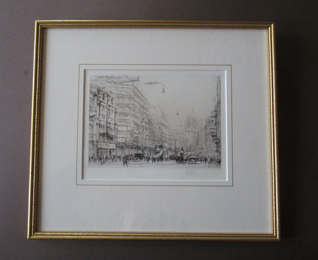 William Walcot Fleet Street London 1931 Etching Pencil Signed