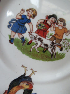 1920s Nursery Ware Plate. Five Farmyard Design Side Plates