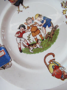 1920s Nursery Ware Plate. Five Farmyard Design Side Plates