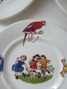 1920s Nursery Ware Plate. Five Farmyard Design Side Plates