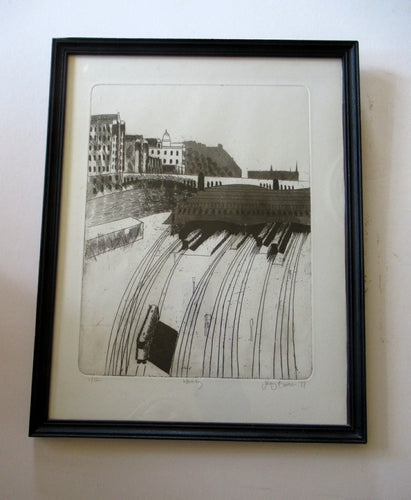 Vintage 1970s Etching of Waverley Station