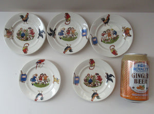 1920s Nursery Ware Plate. Five Farmyard Design Side Plates
