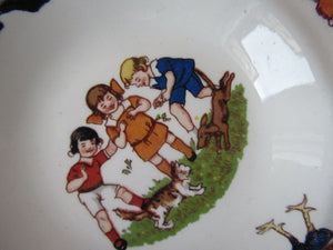 Antique German Nursery Miniature Bowls. Children in a Farmyard