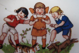 Antique German Nursery Miniature Bowls. Children in a Farmyard