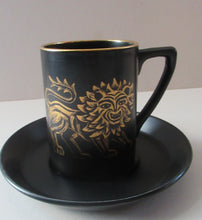 Load image into Gallery viewer, Portmeirion Gold Lion Coffee Cup and Saucer 1960s 

