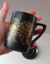 Load image into Gallery viewer, Portmeirion Gold Lion Coffee Cup and Saucer 1960s 

