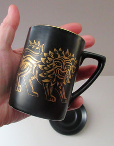 Portmeirion Gold Lion Coffee Cup and Saucer 1960s 