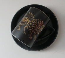 Load image into Gallery viewer, Portmeirion Gold Lion Coffee Cup and Saucer 1960s 
