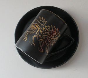 Portmeirion Gold Lion Coffee Cup and Saucer 1960s 