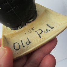 Load image into Gallery viewer, Antique Miniature Bisque Porcelain Figure by Schafer &amp; Vater.  Set Onto a Quirky Ashtray Entitled &quot;The Old Pal&quot;
