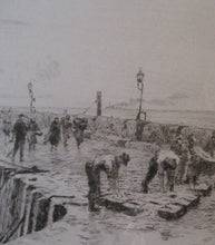 Load image into Gallery viewer, ORIGINAL ETCHING: William Lionel Wyllie (1851 – 1931) Herring Fishers at Fisherrow, Musselburgh Harbour. Pencil Signed; 1920s
