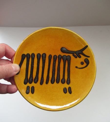 Margery Clinton Small Plate with Slipware Highland Cow Pattern