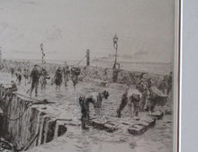 Load image into Gallery viewer, ORIGINAL ETCHING: William Lionel Wyllie (1851 – 1931) Herring Fishers at Fisherrow, Musselburgh Harbour. Pencil Signed; 1920s
