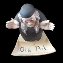 Load image into Gallery viewer, Antique Miniature Bisque Porcelain Figure by Schafer &amp; Vater.  Set Onto a Quirky Ashtray Entitled &quot;The Old Pal&quot;
