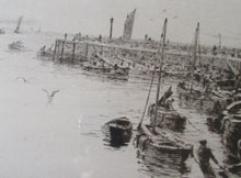 Load image into Gallery viewer, ORIGINAL ETCHING: William Lionel Wyllie (1851 – 1931) Herring Fishers at Fisherrow, Musselburgh Harbour. Pencil Signed; 1920s
