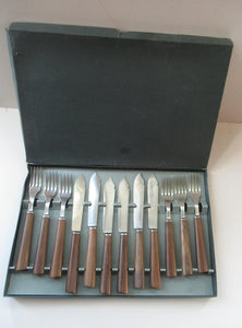 1960s Cutlery Set by MILLS MOORE, England. Set of Six Fish Knives and Forks